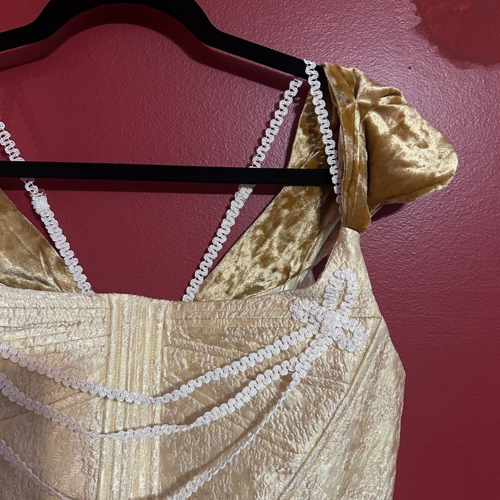 Lacemade Medusa Elegant Gold Velvet Dress Size XL - Picture 7 of 11